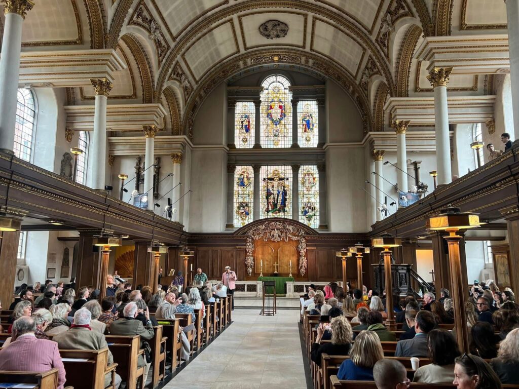 The traditional procession which, every year, takes the winning artists of the Summer Exhibition onto a walk from Burlington House to St James’s Church, Piccadilly
